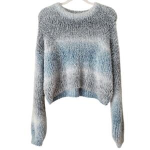 Wild Fable | Striped Fluffy Eyelash Crew Neck Sweater Winter Blue White Medium